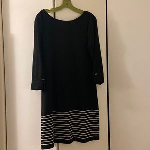 Black and white stripe shift dress